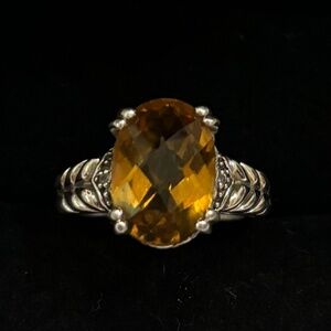 Whiskey Quartz & White Topaz Sterling Silver Ring